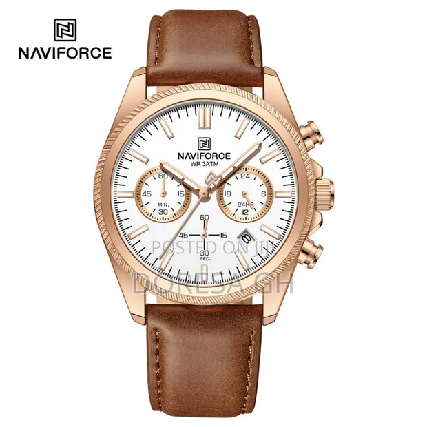 Naviforce Chronograph Leather Watch for Men - 1