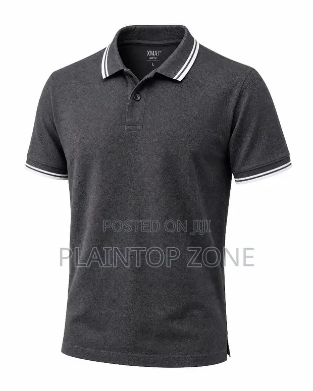 Plain And Pattern Cotton T-Shirt - Gray - 1