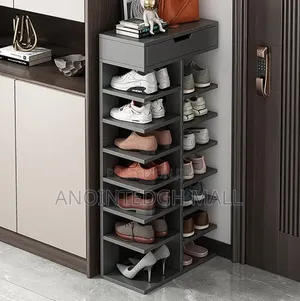 7 Tier Double Shoe Rack - Gray/Black