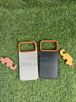 iPhone 17/18 Pro Max Carbon Fiber Case with Orange Bumper