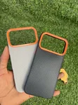 iPhone 17/18 Pro Max Carbon Fiber Case with Orange Bumper - 3