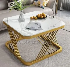 Exotic Faux Marble Centre Table - White/Gold