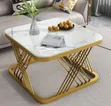 Exotic Faux Marble Centre Table - White/Gold - 1