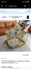 Exotic Faux Marble Centre Table - White/Gold - 2