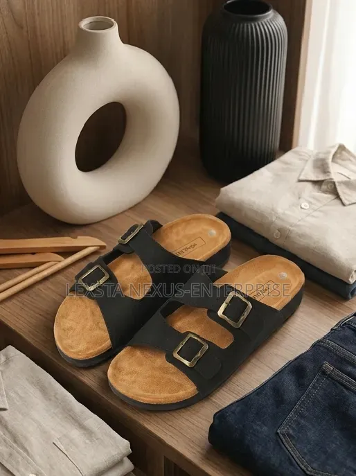 Black Birkenstock Style Sandal Slippers - 1