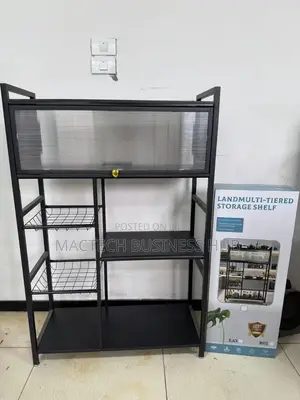 Multi-Tier Kitchen Rack with Cabinet & Wheels