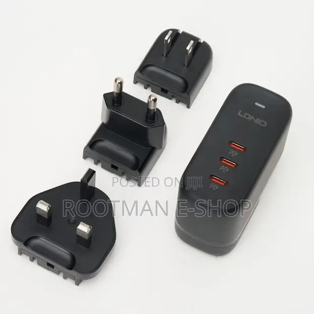65W GaN Fast Charger with International Plugs & 3 USB-C Ports - 1