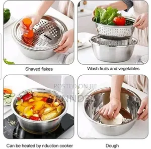 3pcs Stainless Steel Bowl Set with Grater