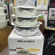 3-Set Ceramic Serving Bowls with Glass Lids - 3