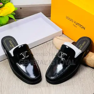 Louis Vuitton Black Mirror Men's Half Shoes