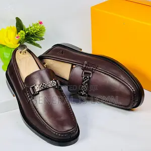 Louis Vuitton Coffee Leather Men's Loafer Shoes