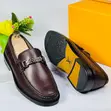 Louis Vuitton Coffee Leather Men's Loafer Shoes - 4