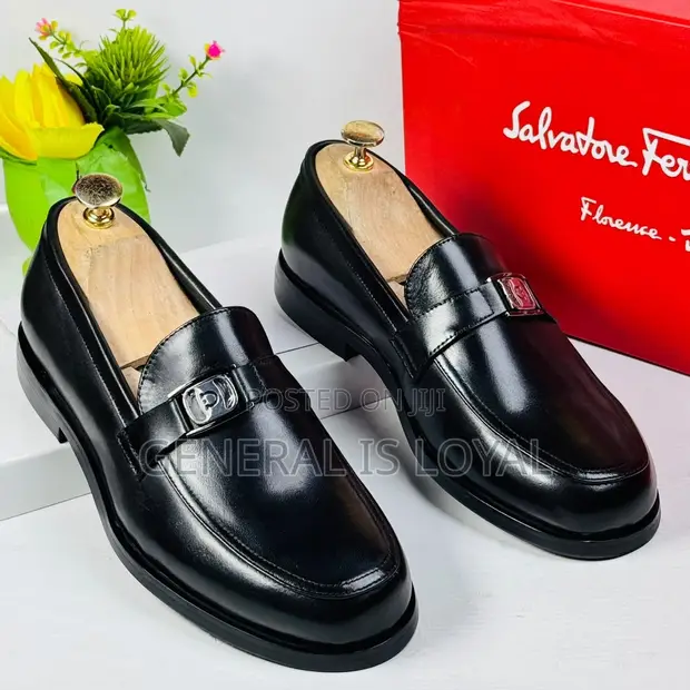 Salvatore Ferragamo Men's Black Leather Loafers - 1