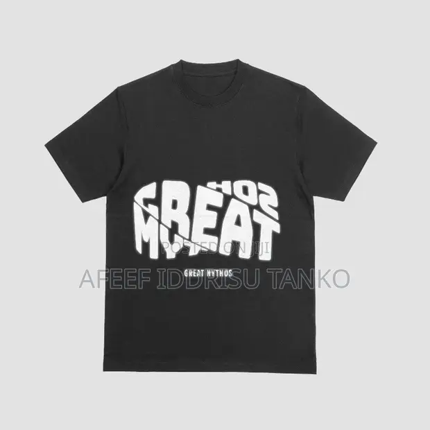 Black T-Shirt with White Vortex Writing - 1