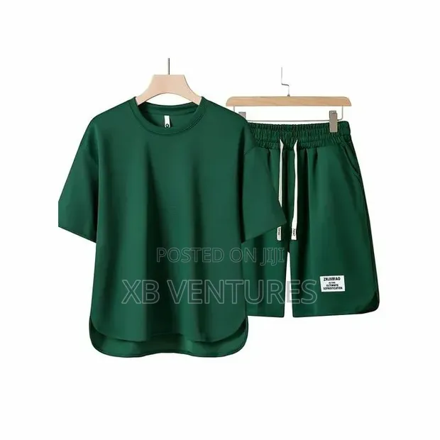 Men's Short-Sleeve Two-Piece Set - Green - 1