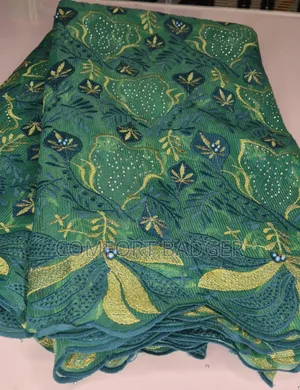 Elegant Green Embroidery Lace with Rhinestones