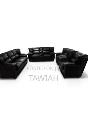 Black Leather Sofa Set - Brand New