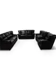 Black Leather Sofa Set - Brand New - 1