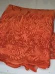 Burnt Orange Net Lace Fabric - 5 Yards - 1