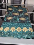 Black Mesh Lace with Teal Green & Gold Embroidery - 2