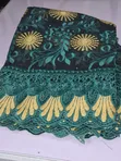 Black Mesh Lace with Teal Green & Gold Embroidery - 3