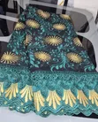 Black Mesh Lace with Teal Green & Gold Embroidery - 5