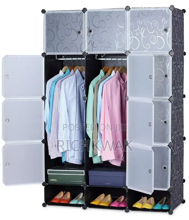 12 Cubes Plastic Wardrobe with Shoe Storage - 1