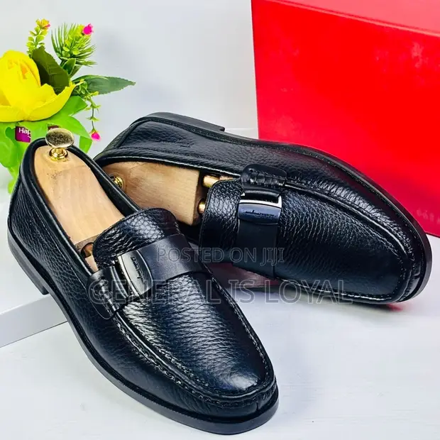 Salvatore Ferragamo Soft Leather Men's Black Loafers - 1