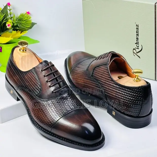 Richwanz Dark Brown Wave Style Men Lace Shoe - 1