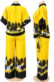 Women's Plus Size Palm Print V-Neck Tee and Joggers Set - 2