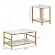 2-Tier Coffee Table Set - White & Gold - 2