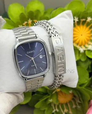 Casio Stainless Steel Quartz Watch & Bracelet Set
