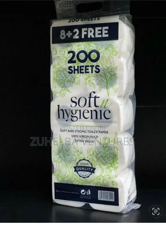 Soft Hygienic Tissue (10 Packs, 200 Sheets Each) - 1