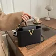 Classic Mini Handbag - Black & Burgundy - 2