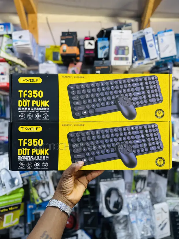 T-Wolf TF350 Dot Punk Wireless Keyboard and Mouse Set - 1