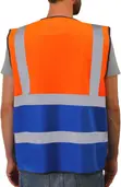 Orange & Blue High Visibility Safety Vest with Zip & Pockets - 3