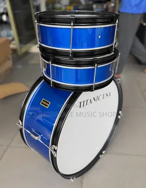 Blue and White Titanic USA 3-Piece Parade Drum Set
