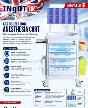 Ingot ABS Double-Row Anesthesia Cart