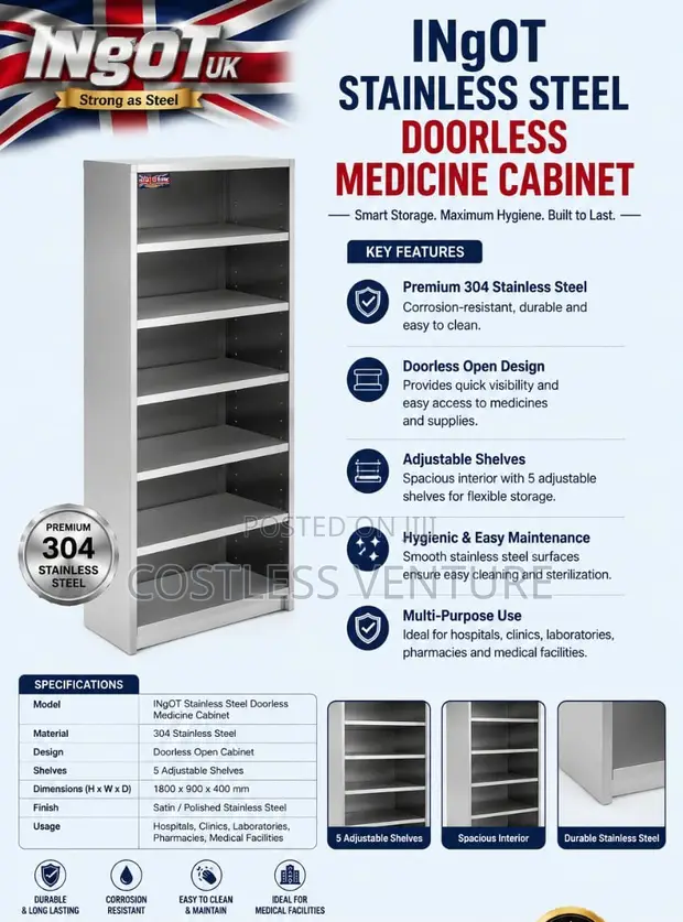 Ingot Stainless Steel Doorless Medicine Cabinet - 1