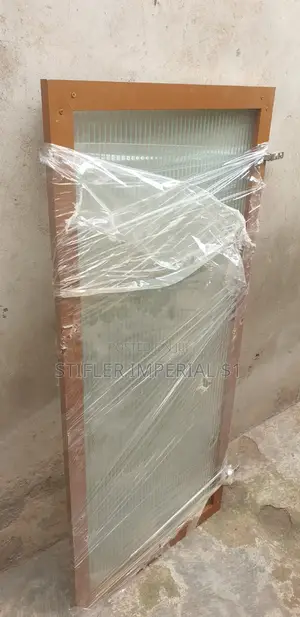 Gold Aluminium Framed Glass Door with Fluted Panel