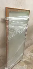 Gold Aluminium Framed Glass Door with Fluted Panel - 3