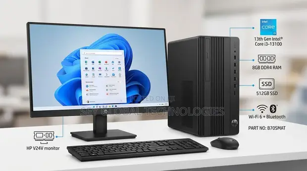 New HP 290 G9 Desktop Computer - Intel Core i3, 8GB RAM, 512GB SSD - 1