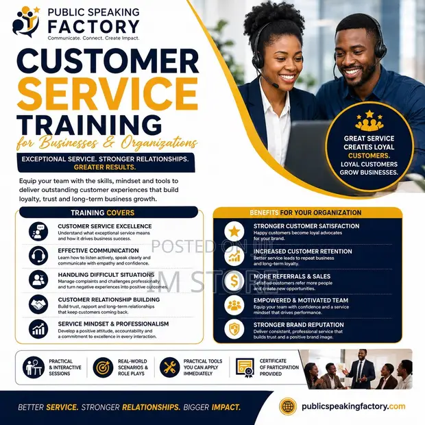 Customer Service Training for Businesses by Public Speaking Factory - 1