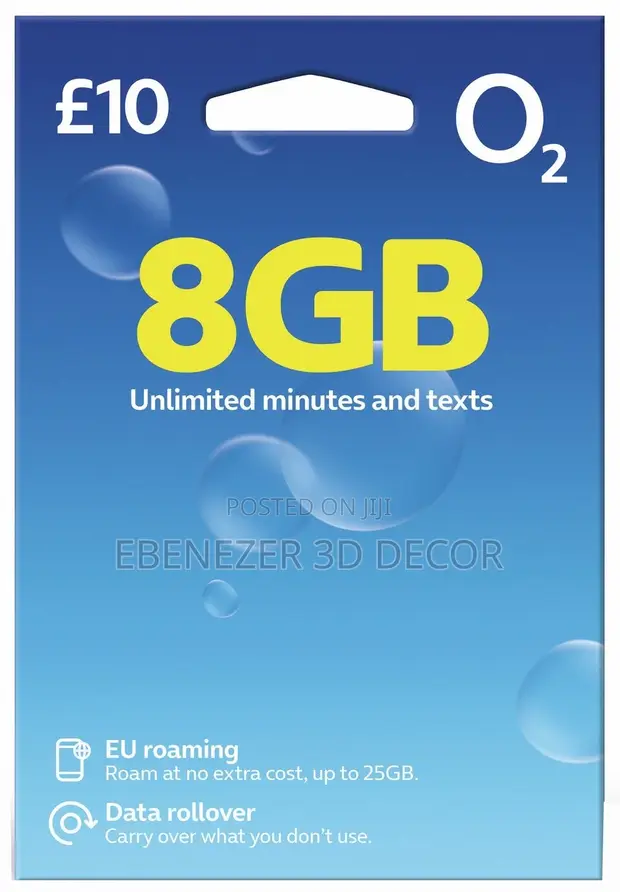 Activated UK O2 SIM Card with GHS 5 Credit - 1