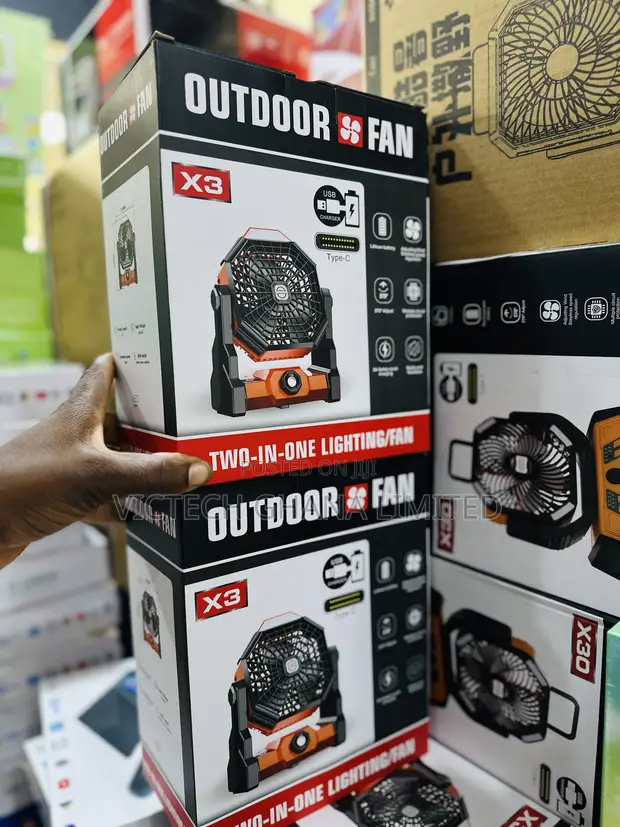 X3 Outdoor Rechargeable Fan with LED Light - 1