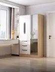 Modern Three Door Wooden Wardrobe with Vanity - 2