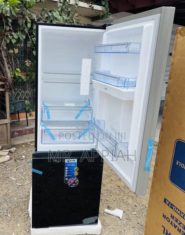 Pearl PF-433BBGWD-A1 Bottom Mount Freezer Fridge (Black Mirror) - 1