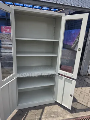 Zuo Modern Metal Cabinet with Glass & Solid Doors