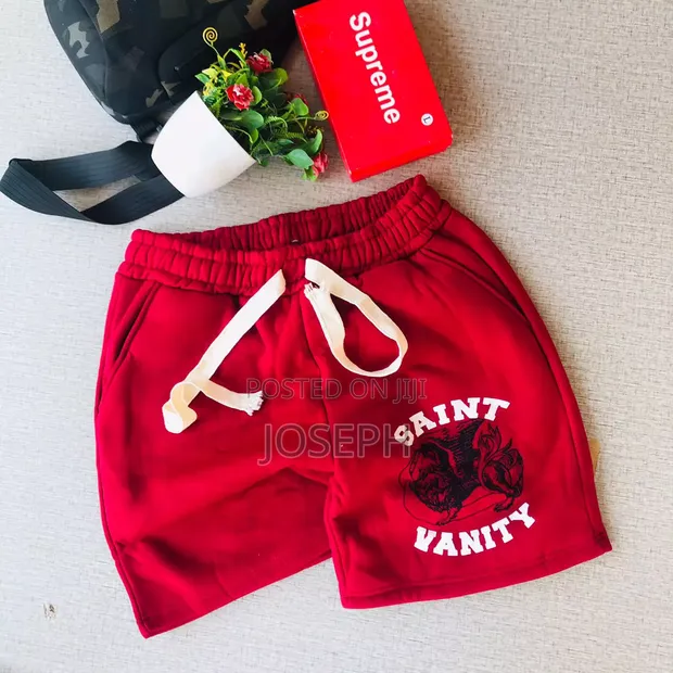 Red Graphic Drawstring Shorts - Dripping Style Design - 1