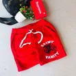 Red Graphic Drawstring Shorts - Dripping Style Design - 2